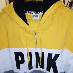 Pink sherpa lined hoodie